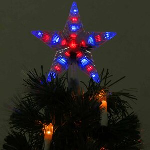 Верхушка светящаяся Звезда 17 см, синие и красные LED с мерцанием Торг Хаус фото 1