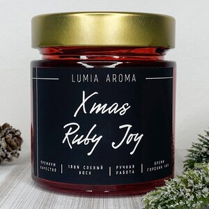 Ароматическая соевая свеча Xmas Ruby Joy 200 мл, 40 часов горения Lumia Aroma фото 1
