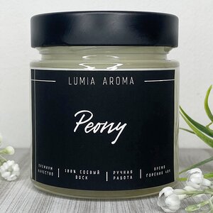 Ароматическая соевая свеча Peony 200 мл, 40 часов горения Lumia Aroma фото 2