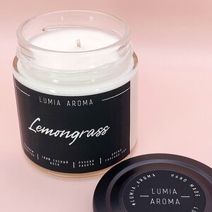 Ароматическая соевая свеча Lemongrass 200 мл, 40 часов горения Lumia Aroma фото 3