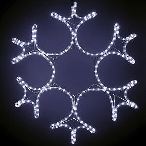 Светодиодная снежинка Ажурная 55 см, холодные белые LED, IP44