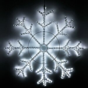 Светящаяся Снежинка 110 см, холодные белые LED, IP44