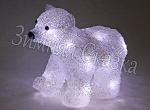 Медвежонок светящийся, 19 см, на батарейке, уличный, 16 белых LED ламп.