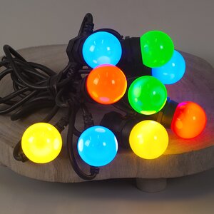 Гирлянда из лампочек Фиеста, 10 ламп, разноцветные LED, 5 м, черный каучук, соединяемая, IP44 Snowhouse фото 3