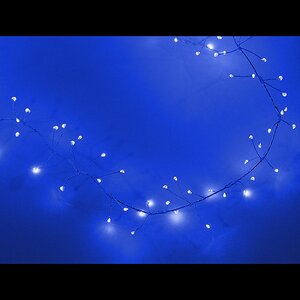 Электрогирлянда Роса Фейерверк 200 синих мини LED ламп 2 м, серебряная проволока, соединяемая, IP44