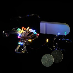 Светодиодная гирлянда Капельки на батарейках 20 разноцветных MINILED ламп 2 м, серебряная проволока, IP20 Snowhouse фото 2
