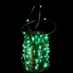 Светодиодная гирлянда Капельки 100 зеленых мини LED ламп 10 м, медная проволока Snowhouse фото 1
