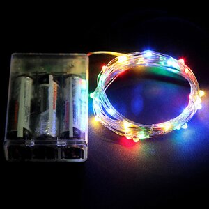 Светодиодная гирлянда Капельки на батарейках 30 разноцветных мини LED ламп 1.8 м, серебряная проволока, контроллер, IP20 Snowhouse фото 2