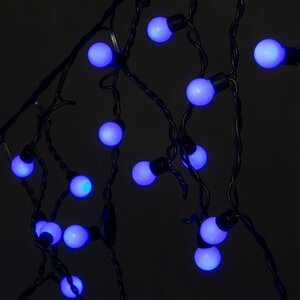 Светодиодная бахрома Мультишарики 3*0.5 м, 150 голубых LED ламп, черный ПВХ провод, соединяемая, IP54 BEAUTY LED фото 2