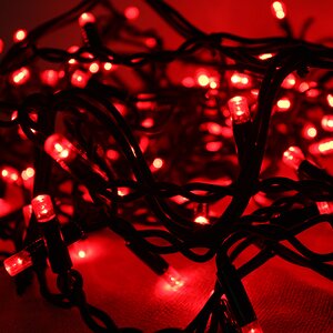 Гирлянда светодиодная уличная 24V Legoled 100 красных LED ламп 10 м, мерцание, черный КАУЧУК, соединяемая, IP44