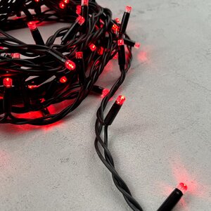 Светодиодная гирлянда 24V Legoled 100 красных LED ламп 10 м, мерцание, черный КАУЧУК, соединяемая, IP44 BEAUTY LED фото 2