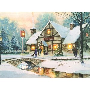 Светодиодная картина "Зимний пейзаж", 40*30 см, 7 теплых белых LED ламп, батарейки Snowhouse фото 1
