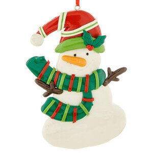 Елочная игрушка Снеговик в Зеленом Шарфе 10 см, подвеска