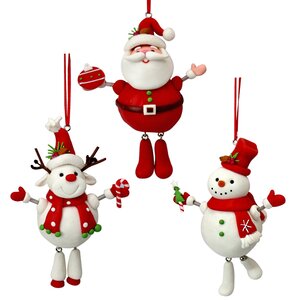 Елочная игрушка Радостный Санта, Снеговик и Олень 12 см, подвеска