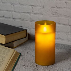 Светодиодная свеча с имитацией пламени Magic Flame в стакане 15 см карамельная