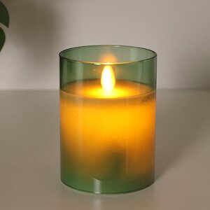 Светодиодная свеча с имитацией пламени Magic Flame в стакане 10 см зеленая Peha фото 4