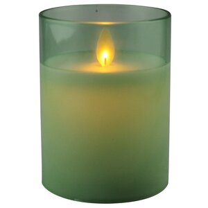 Светодиодная свеча с имитацией пламени Magic Flame в стакане 10 см зеленая Peha фото 5