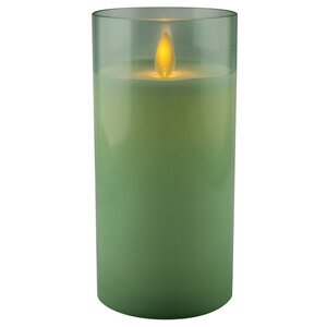 Светодиодная свеча с имитацией пламени Magic Flame в стакане 15 см зеленая Peha фото 5