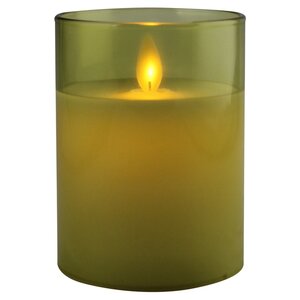 Светодиодная свеча с имитацией пламени Magic Flame в стакане 10 см салатовая Peha фото 5