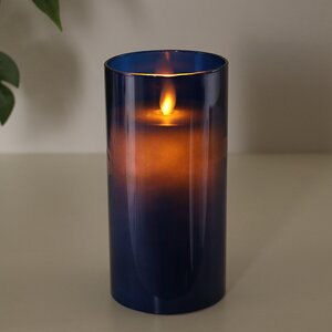 Светодиодная свеча с имитацией пламени Magic Flame в стакане 15 см синяя Peha фото 4