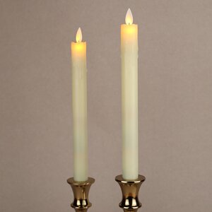Столовая светодиодная свеча с имитацией пламени Инсендио 26 см 2 шт золотая, батарейка Peha фото 4
