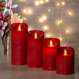 Светодиодная свеча с имитацией пламени 10 см, красная восковая, батарейка Peha фото 3