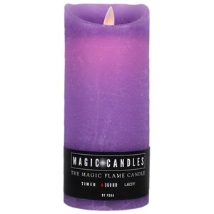 Светодиодная свеча с имитацией пламени 18 см, фиолетовая восковая, батарейка Peha фото 5