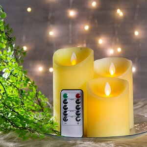 Набор свечей с имитацией пламени Magic Flame 3 шт на пульте, желтые, восковые