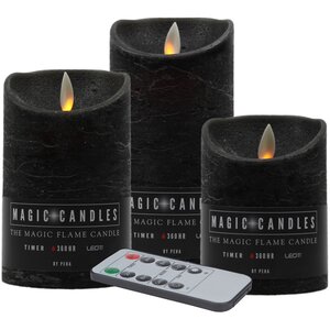 Набор свечей с имитацией пламени Ленорра Magic Flame 10-15 см, 3 шт, черные, с пультом управления Peha фото 6