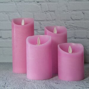Светодиодная свеча с имитацией пламени, розовая восковая, батарейка