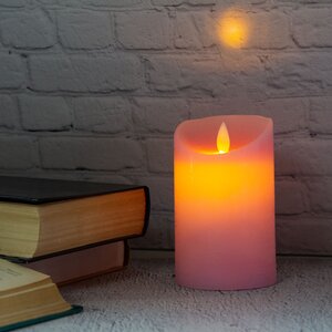 Светодиодная свеча с имитацией пламени 12.5 см, розовая восковая, батарейка Peha фото 2
