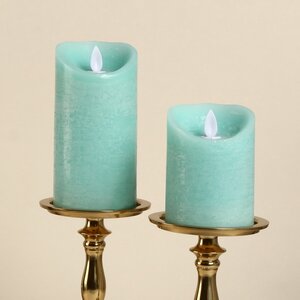 Светодиодная свеча с имитацией пламени 15 см, мятная восковая, батарейка Peha фото 4