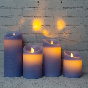 Светодиодная свеча с имитацией пламени 10 см, синяя восковая, батарейка Peha фото 4