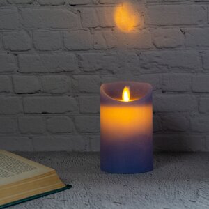 Светодиодная свеча с имитацией пламени 12.5 см, синяя восковая, батарейка Peha фото 2