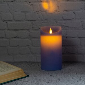 Светодиодная свеча с имитацией пламени 15 см, синяя восковая, батарейка Peha фото 2