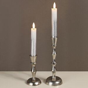 Столовая светодиодная свеча с имитацией пламени Инсендио 15 см 2 шт серебряная, батарейка Peha фото 1