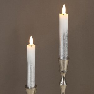 Столовая светодиодная свеча с имитацией пламени Инсендио 15 см 2 шт серебряная, батарейка Peha фото 2