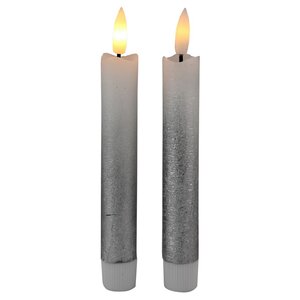 Столовая светодиодная свеча с имитацией пламени Инсендио 15 см 2 шт серебряная, батарейка Peha фото 4