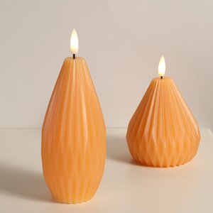 Светодиодная свеча с имитацией пламени Грацио 15 см оранжевая, на батарейках Peha фото 2