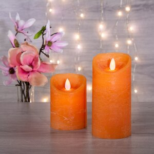 Светодиодная восковая свеча с живым пламенем, оранжевая, батарейка