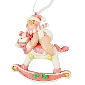 Елочное украшение "Малыш на лошадке" розовый 9.5*2*11 см, подвеска Forest Market фото 1