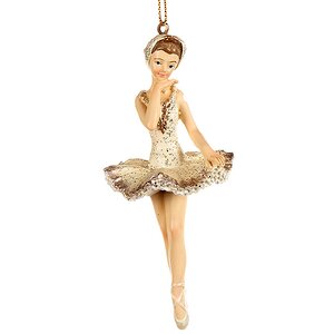 Елочная игрушка Балерина Изящная в белом платье 11 см, подвеска  Goodwill фото 1