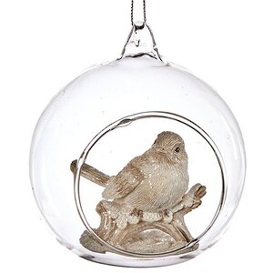 Стеклянный шар с композицией Любопытная Птичка - смотрит вправо 10 см, подвеска Goodwill фото 1