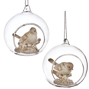 Стеклянный шар с композицией Любопытная Птичка - смотрит вправо 10 см, подвеска Goodwill фото 2