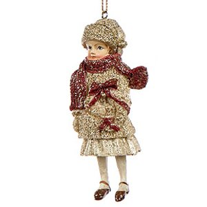 Елочная игрушка Молодая леди в красно-бежевой одежде-4 11см, подвеска Goodwill фото 1