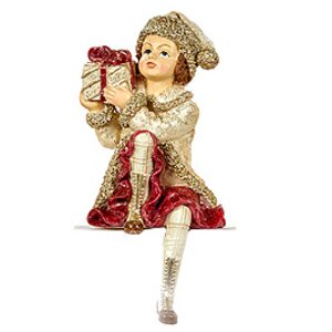Статуэтка "Сидящая молодая леди в красно-бежевой одежде, с подарком", 18 см Goodwill фото 1