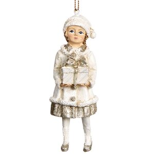 Елочная игрушка Маленькая девочка с подарком 11 см, подвеска Goodwill фото 1