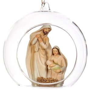 Стеклянный шар с композицией Рождество Христово 10 см, подвеска Goodwill фото 1