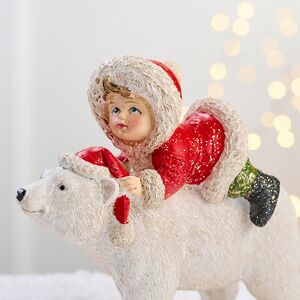 Новогодняя фигурка Девочка Гретта верхом на медведе 14 см Goodwill фото 2