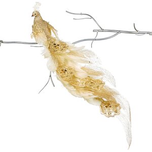 Декоративная фигура Золотой Павлин Искандер 56 см, клипса Goodwill фото 1